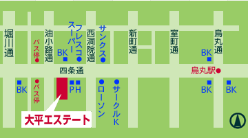 京都のテナント　大平エステート所在地図